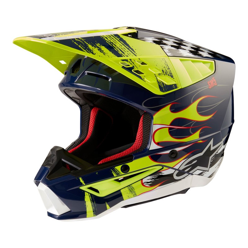 Alpinestars SM5 RASH HELMET ECE 22.06 | NIGHT NAVY FLUROYELLOW GLOSS (74